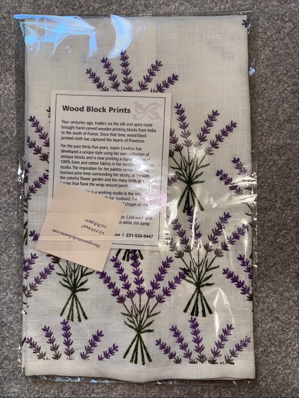 NEW Sealed Lavender Bundle Printed Kitchen/ Tea Towel - White/Cream & Purple